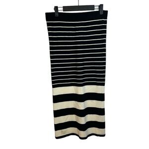 H&M Striped Knit Midi Skirt
